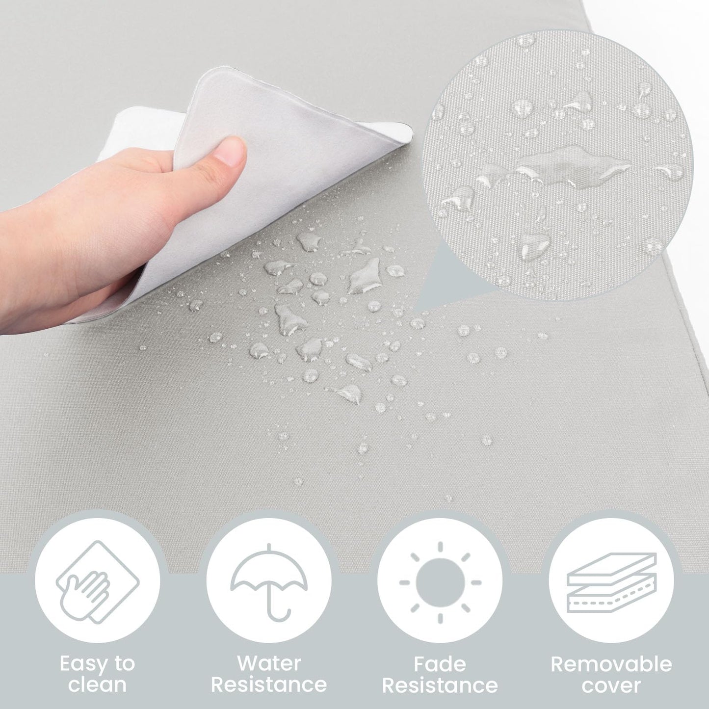 THMINS Grey Outdoor Patio Cushion Set of 4, 24x24 Inch Deep Seat and Back Cushions, Waterproof & Fade-Resistant, Removable Covers.