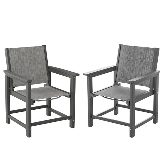 UDPATIO 2-Pack HDPE Patio Dining Chairs with Teslin Fabric - Heavy Duty Outdoor Chairs for Poolside, Deck, Garden, Backyard - All-Weather Resistant Seating Set