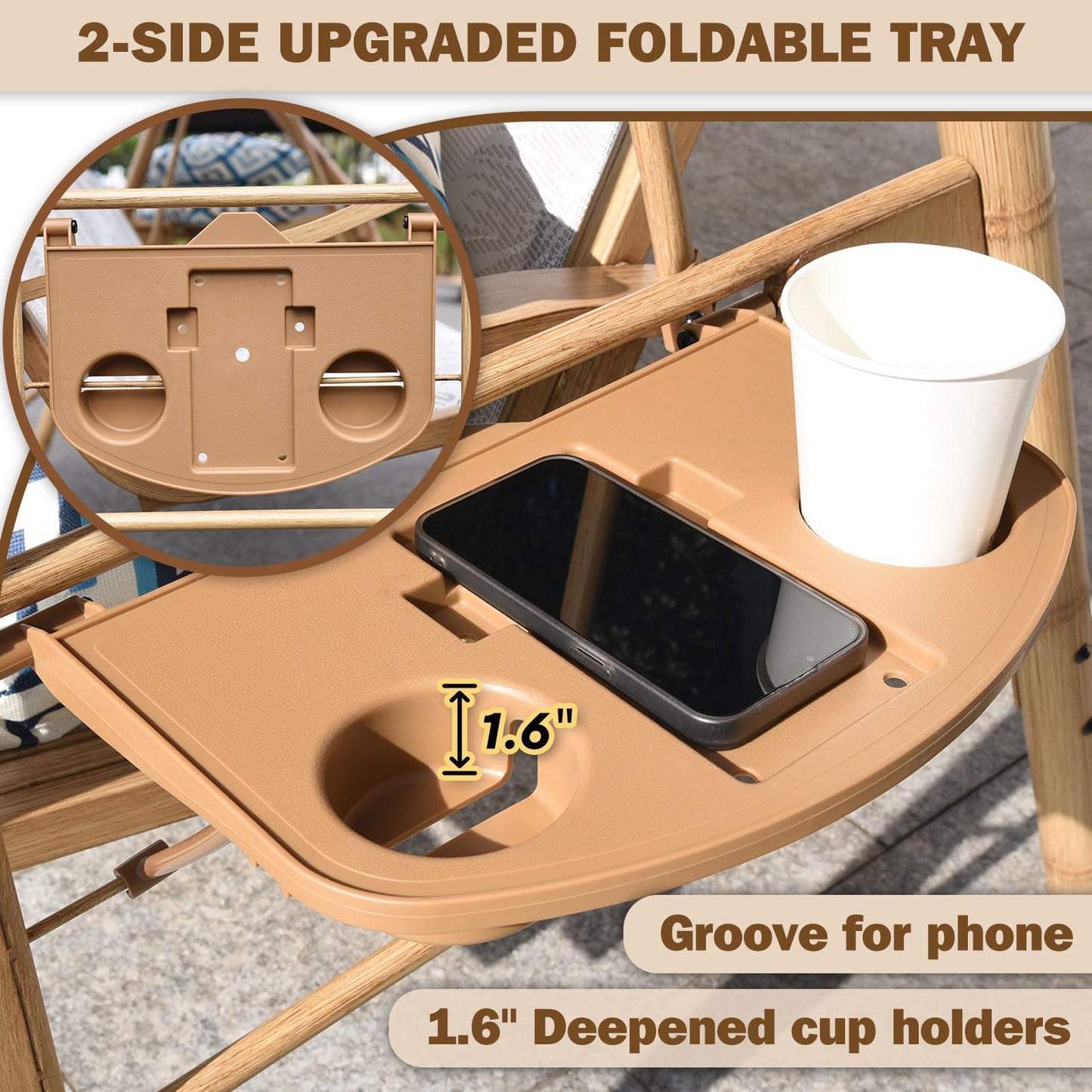 ZZW 3 Person Patio Swing Outdoor Swing for Adults with Adjustable Canopy &Upgraded Cup Holders Textilene Fabric Porch Swing Chair with Stand Heavy Duty 800 LBS