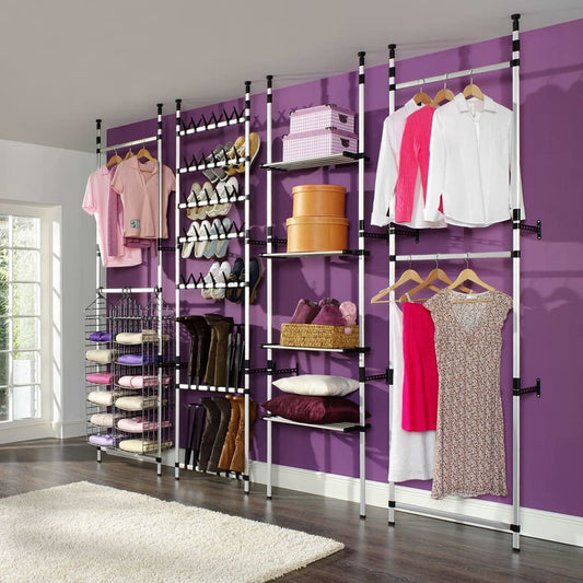 Teenpull Closet Wardrobe System Silver Clothes Hanging, Bedroom Storage - Aluminum Armoire, Lockable Clothes, Wall Locker & Cabinet