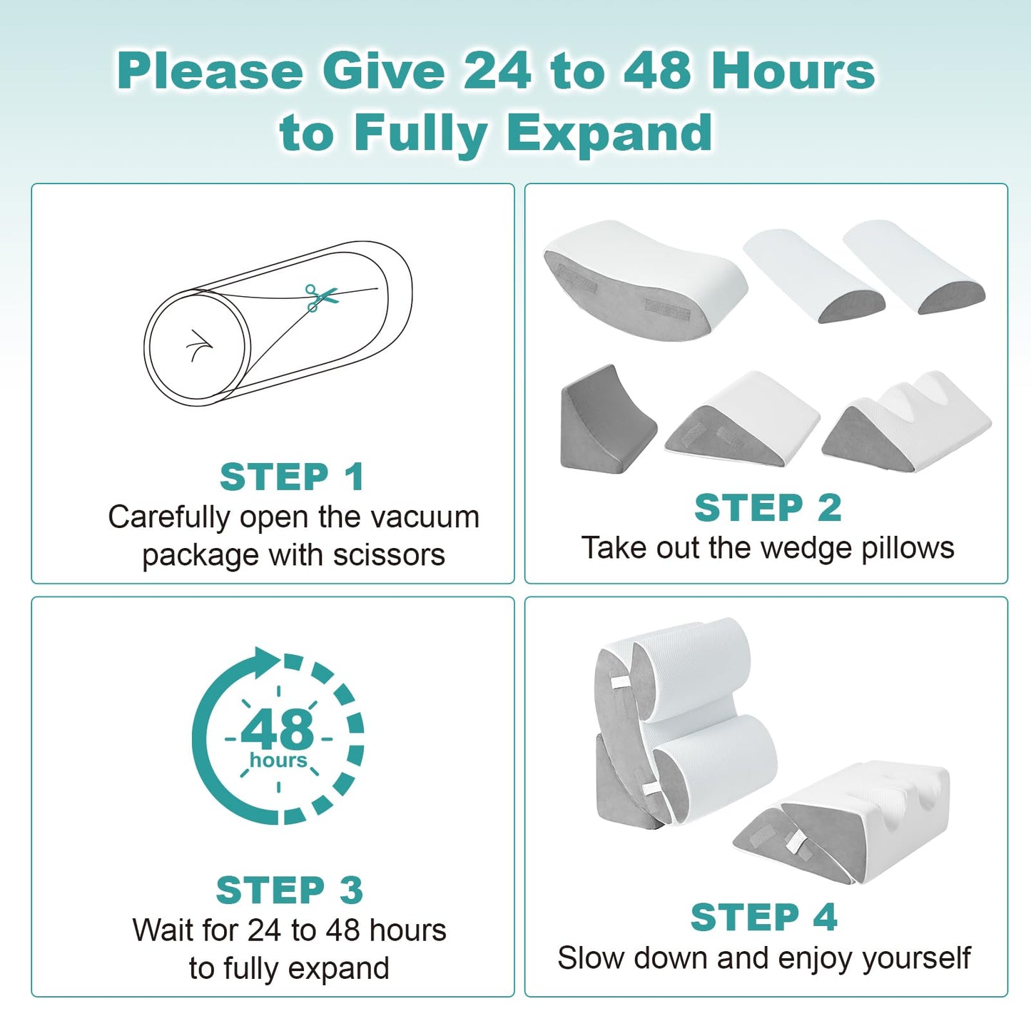 Hansleep 6PCS Orthopedic Bed Wedge Pillow for Sleeping, Adjustable Post Surgery Pillow Set for Body, Back and Leg Pain Relief, Memory Foam Support Pillows for After Surgery, White