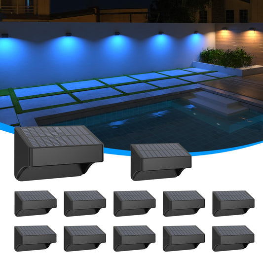 ZCXLIGHT Solar Fence Lights,Fence Solar Lights Outdoor Waterproof Led IP65 with10 Fixed Colors ＆ RGB Color Changing for Wall Backyard Step Railing Patio Pool Porchaily&Holiday Decorations (12)