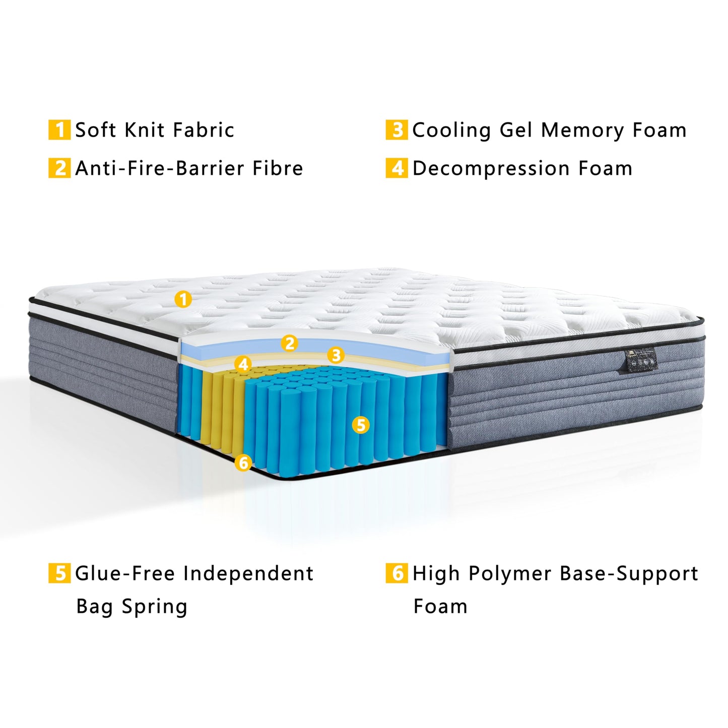 Vipcute King Mattress, 12 Inch King Size Mattresses, 12 Inch Hybrid Pocketed Coil Mattress in a Box with Gel Memory Foam, Medium Firm, CertiPUR-US Certified