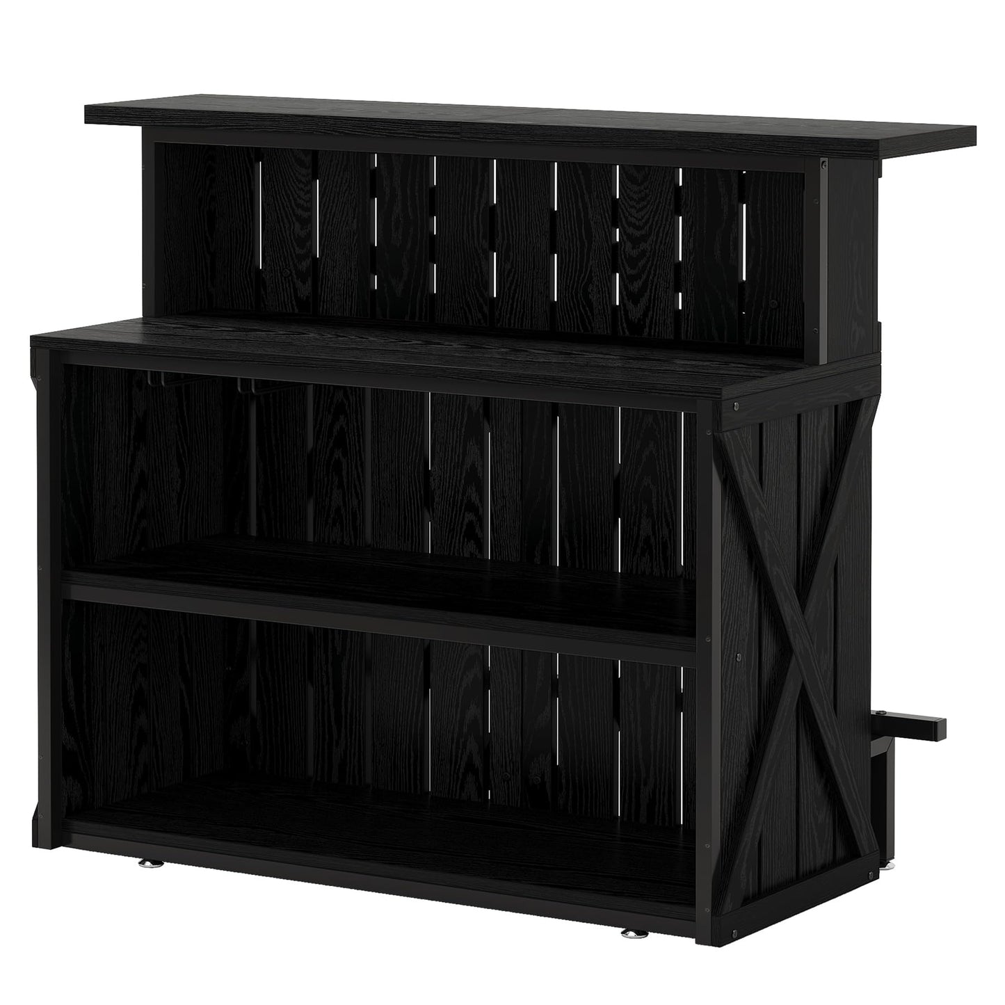 Tribesigns Home Bar Unit, 4-Tier Black Bar Table Height Pub Table with Footrest, 55-Inch Modern Wine Bar Cabinet for Home Pub, Bistro