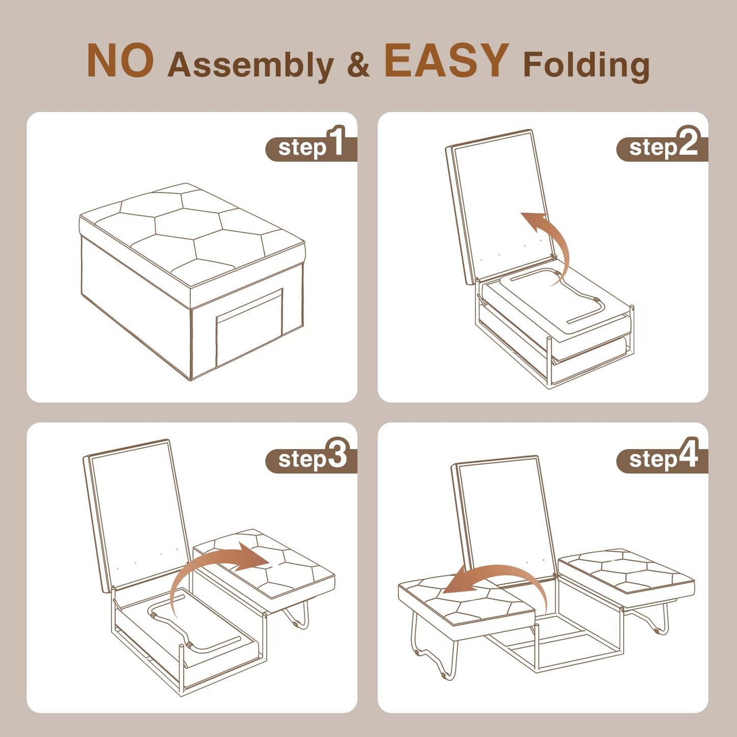 4 in 1 Sleeper Chair, Convertible Sleeper Sofa with Ottoman, Ottoman Bed for Adults, Sofa Bed with Adjustable Backrest for Living Room Apartment Office, Jean Blue