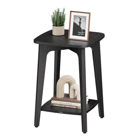 VASAGLE Side Table, Small Square End Table with Lower Shelf, Nightstand for Small Spaces, Living Room, Bedroom, Charcoal Gray ULET236B01