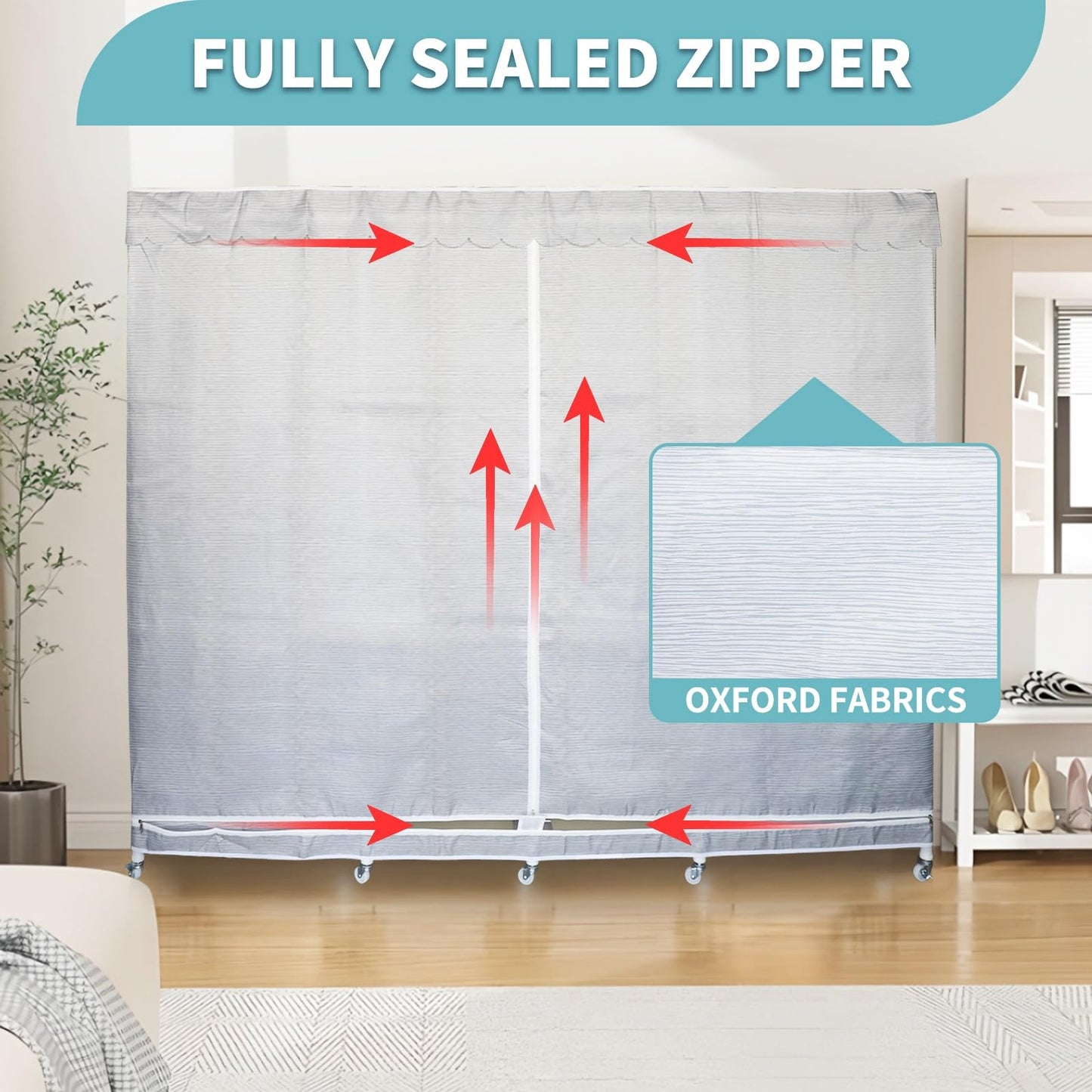 YFGSFWTS Portable Closet for Hanging Clothes with Wheels wardrobe closet Wide Large Capacity Wardrobe Closet with Cover Storage Shelves and Hanging closets for hanging clothes for Cloakroom Bedroom(20