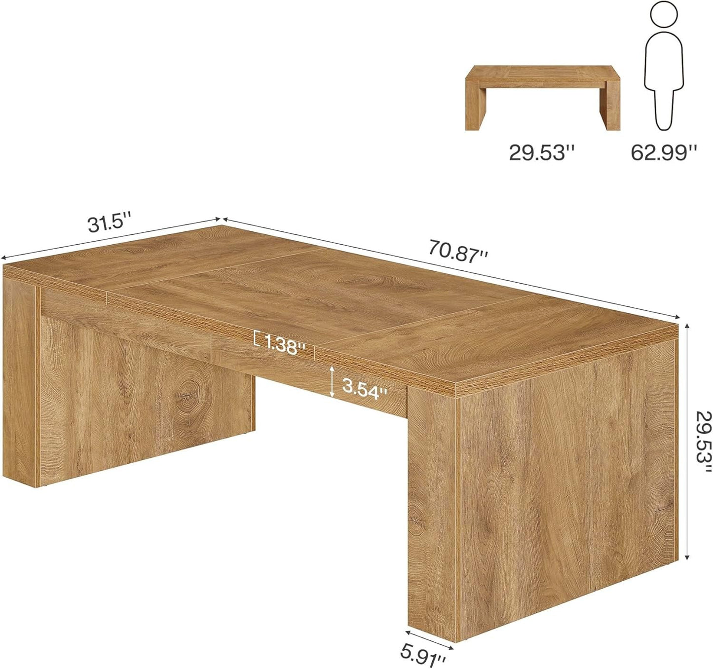 Tribesigns 70.9-Inch Rectangular Dining Table for 6-8, Farmhouse Wooden Kitchen Table, Large Dining Room Furniture with Sturdy Frame for Kitchen, Dining Room, Living Room, Brown