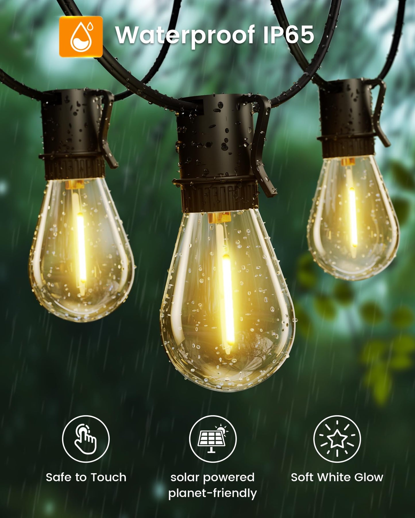 Torkase 100FT LED Outdoor String Lights with 25+2 S14 Shatterproof Bulbs, Commercial Grade Waterproof Patio Lights for Cafe Backyard Deck