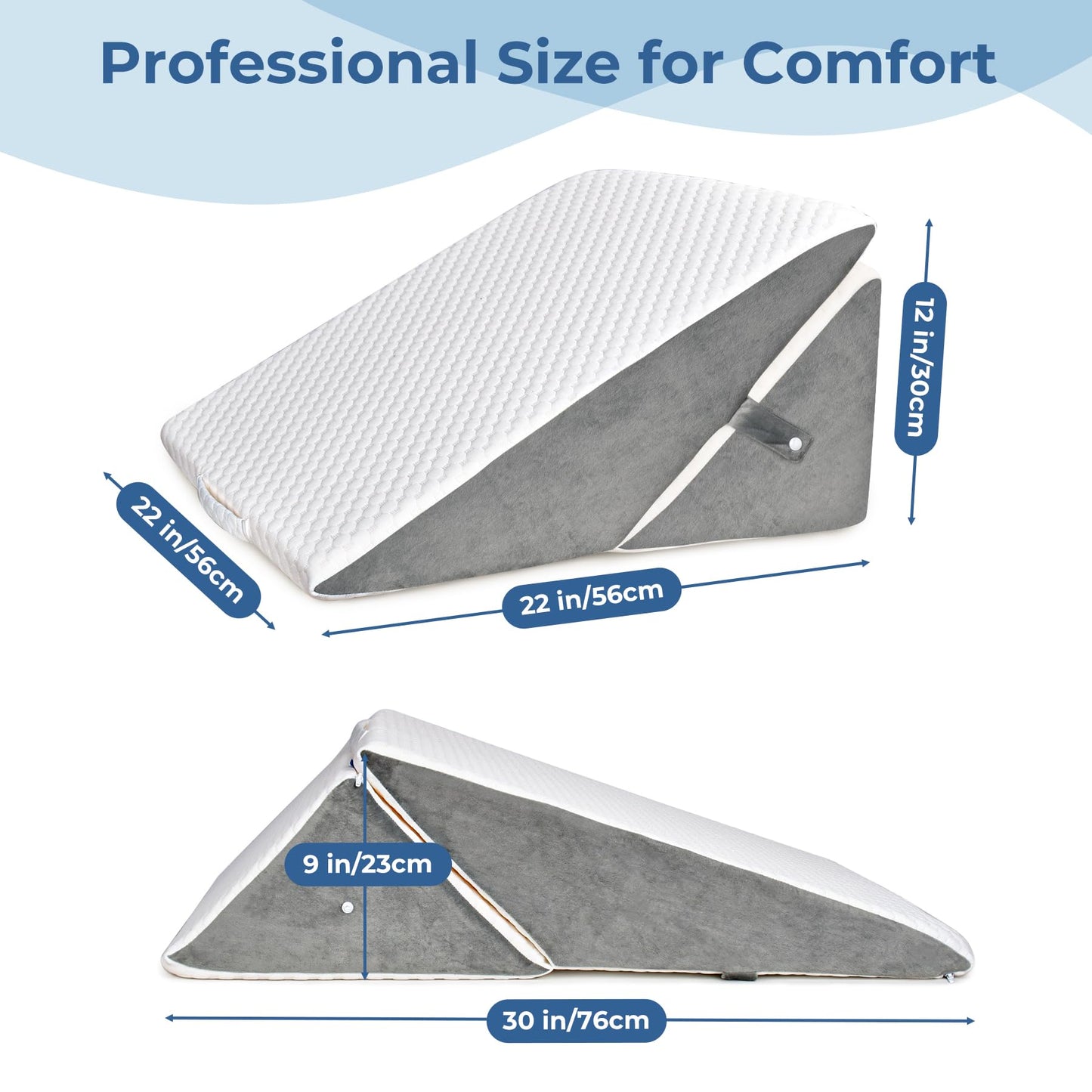 COOLBEBE Bed Wedge Pillow for Sleeping, Adjustable Folding Wedge Pillow for Snoring and After Surgery - 9 & 11 Inch, Elevated Triangle Wedge for Back Pain Relief, Acid Reflux, Leg Support