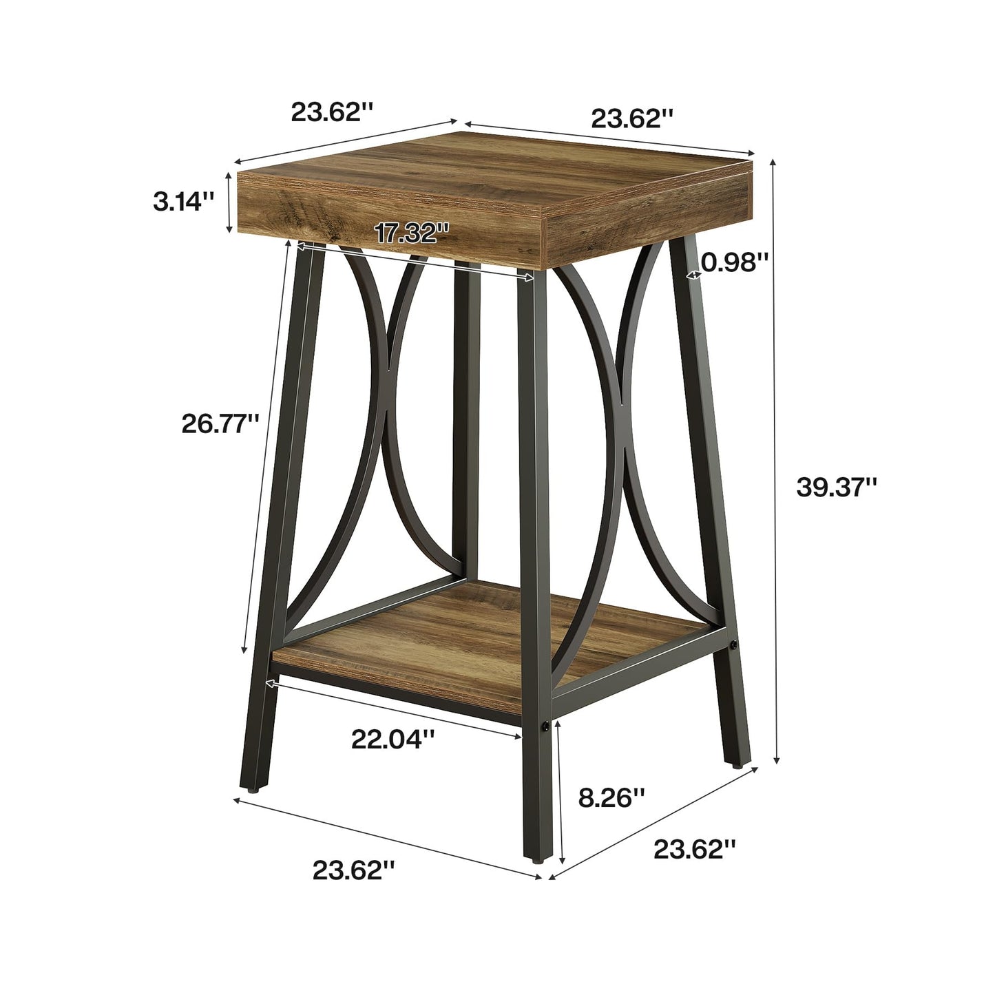 Tribesigns Small Bar Table, Industrial 2-Tier High Top & Counter Height Kitchen Table with Metal Frame for Dining Room, Home Bar, Bistro, Cafe
