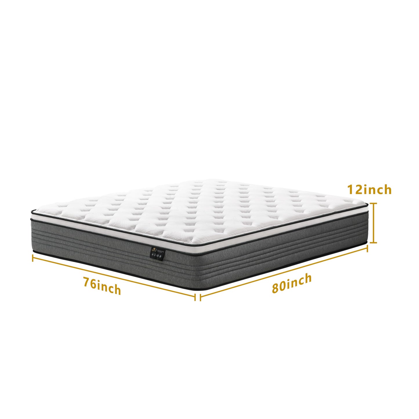 Vipcute King Mattress, 12 Inch King Size Mattresses, 12 Inch Hybrid Pocketed Coil Mattress in a Box with Gel Memory Foam, Medium Firm, CertiPUR-US Certified