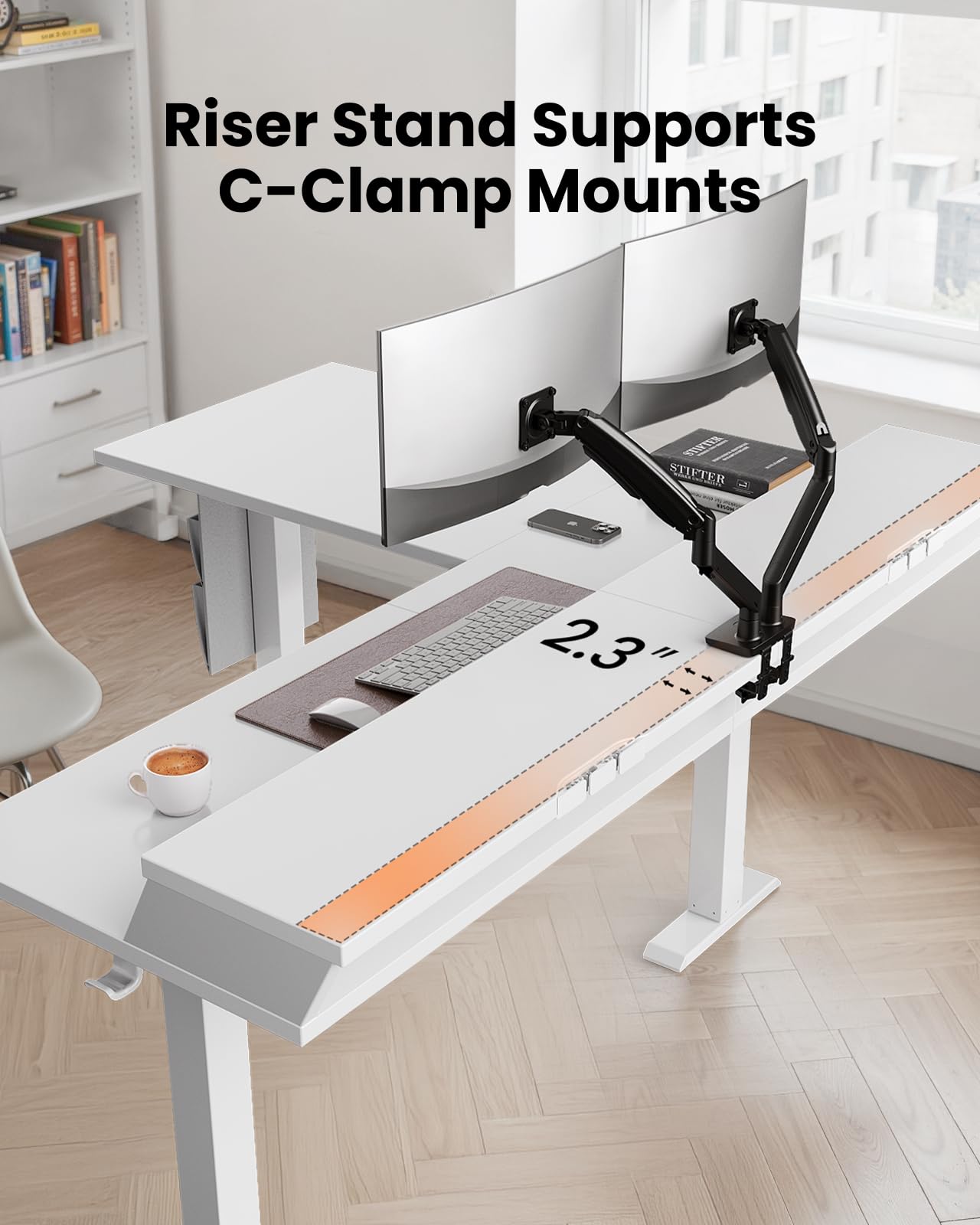 ErGear L Shaped Electric Standing Desk, 63" Ergonomic Corner Height Adjustable Desk with Drawers, Sit Stand Computer Table with Storage for Work Office Home, White