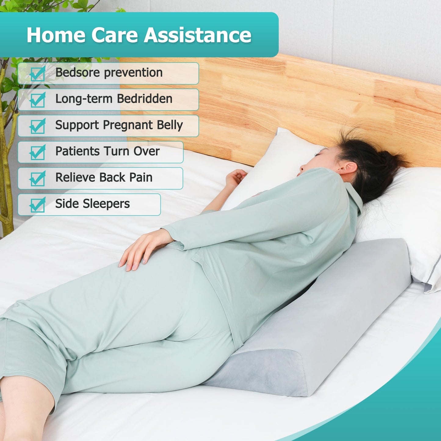 JFNoraiva Wedge Pillow for Side Sleeping, Bed Wedge Pillows for Back Pain Relief & Post Surgery, Bedsore Pressure Relief Pillow, Wedges & Body Positioners Pillow for Seniors, Pregnancy, Adult(2IN1)