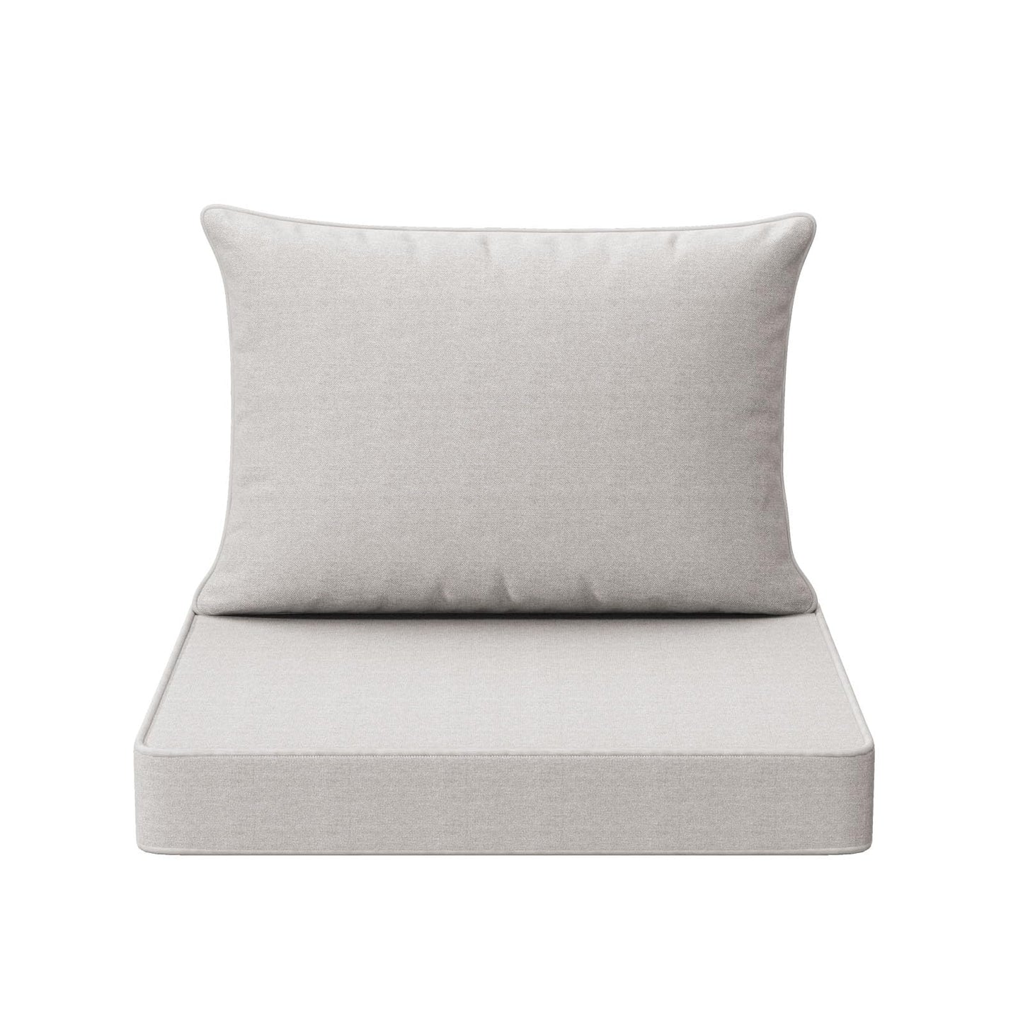 THMINS Grey Outdoor Patio Cushion Set of 4, 24x24 Inch Deep Seat and Back Cushions, Waterproof & Fade-Resistant, Removable Covers.