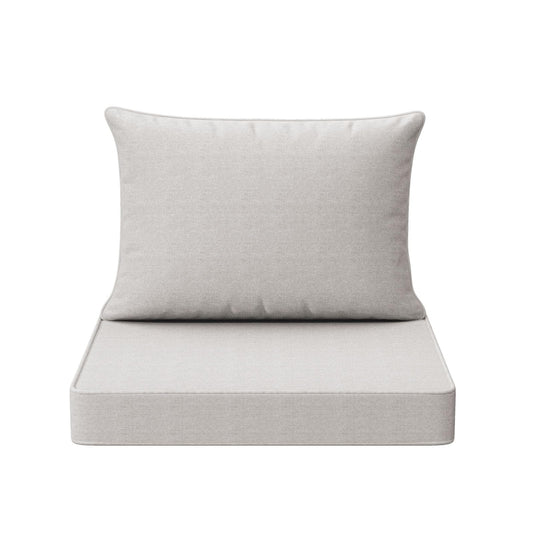 THMINS Grey Outdoor Patio Cushion Set of 4, 24x24 Inch Deep Seat and Back Cushions, Waterproof & Fade-Resistant, Removable Covers.