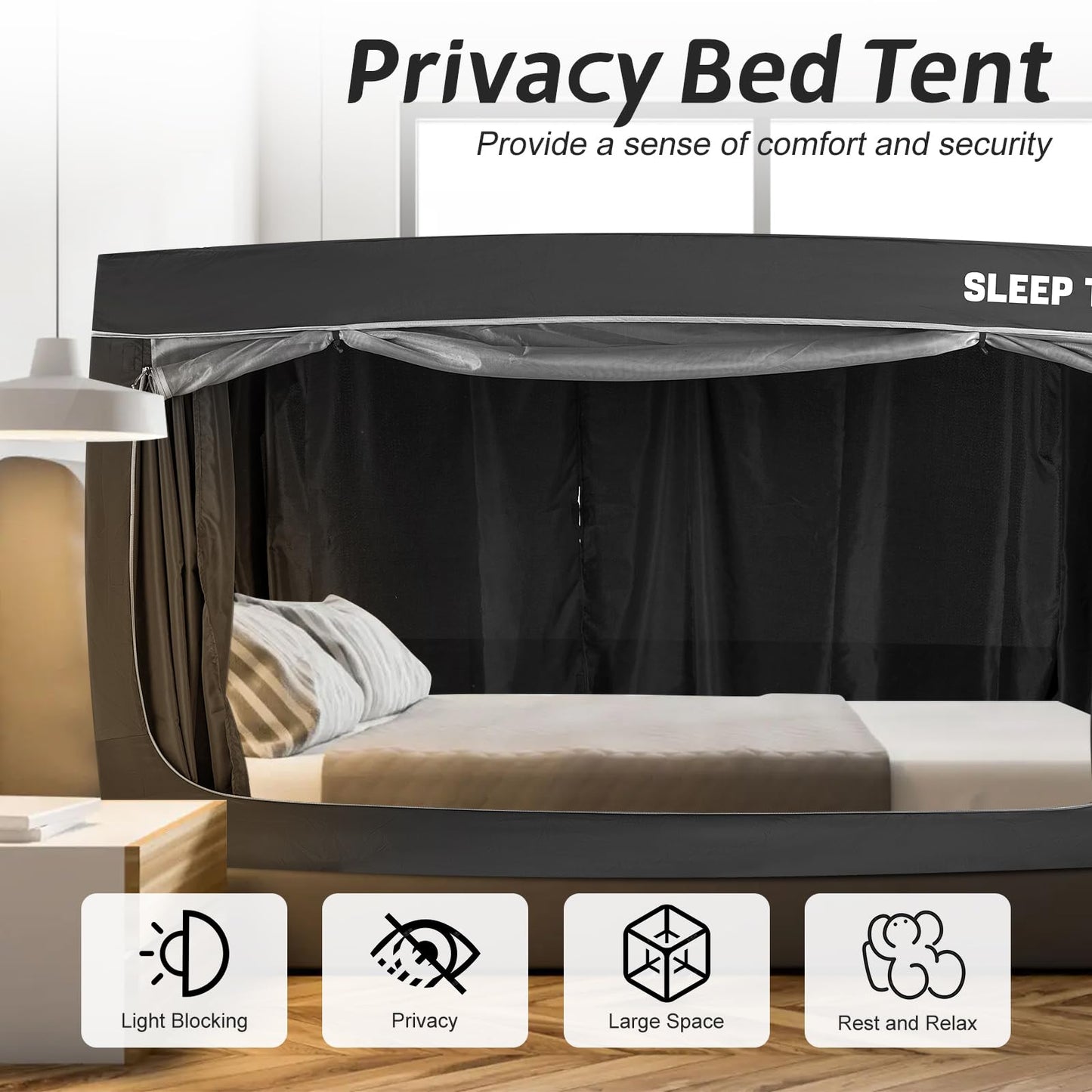 YAVIL Bed Tent Dream Tents Bed Canopy Indoor Sleep Privacy Bed Tents Spread Blackout Canopy Breathable Twin Size for Kids and Adult Patent (Mattress Not Included)