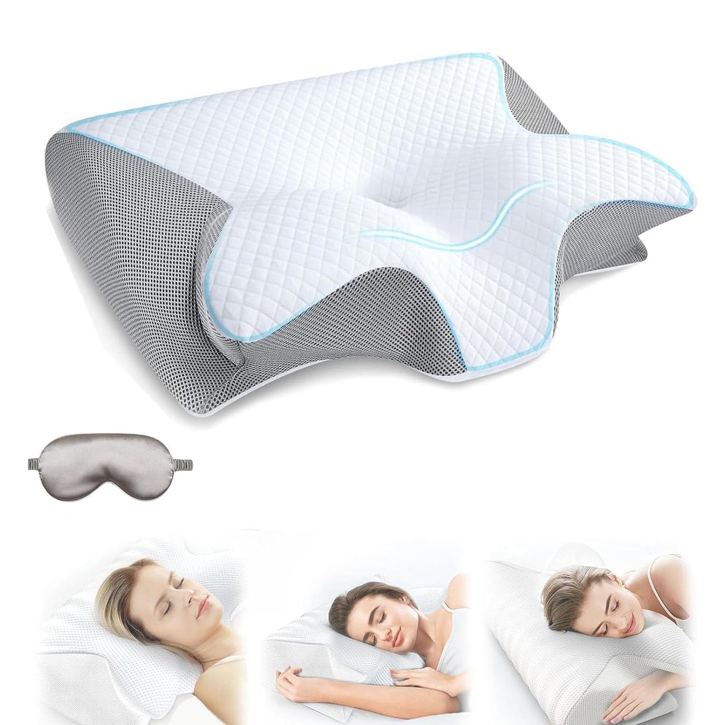 2025 Upgrade Neckhaven Pillow, Neckhaven Pillow Hospitality Collection, Neck Haven Pillows, Ergonomic Memory Foam Cervical Neck Pillow for Sleeping, for Back Stomach Side Sleeper (Grey)