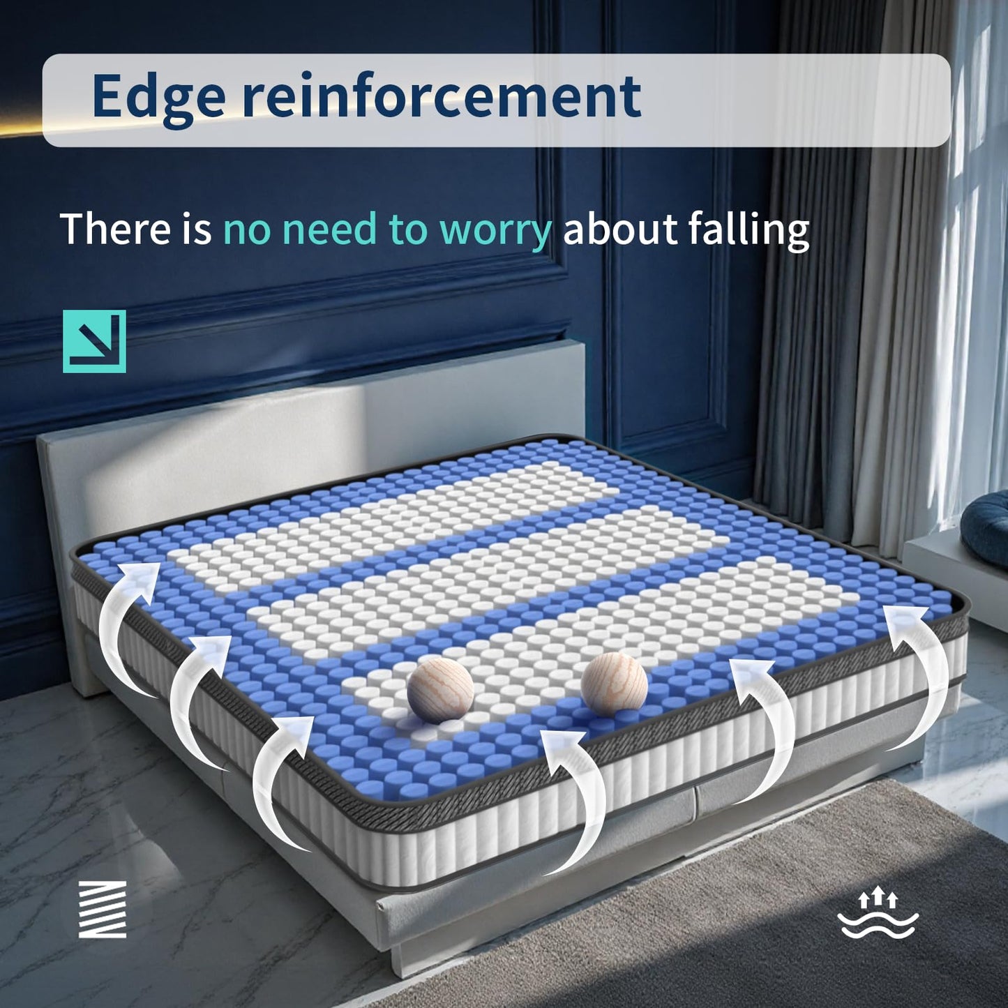 12 inch Queen Mattress, Hybrid Memory Foam and Pocket Spring, Motion Isolation, Medium Firm,Edge Support, Soft Touch, Cool and Breathable,Comfortable Mattress in a Box