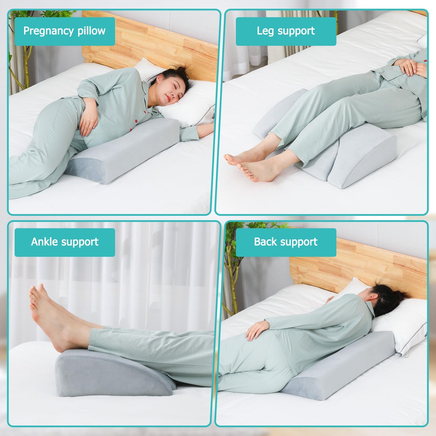 JFNoraiva Wedge Pillow for Side Sleeping, Bed Wedge Pillows for Back Pain Relief & Post Surgery, Bedsore Pressure Relief Pillow, Wedges & Body Positioners Pillow for Seniors, Pregnancy, Adult(2IN1)