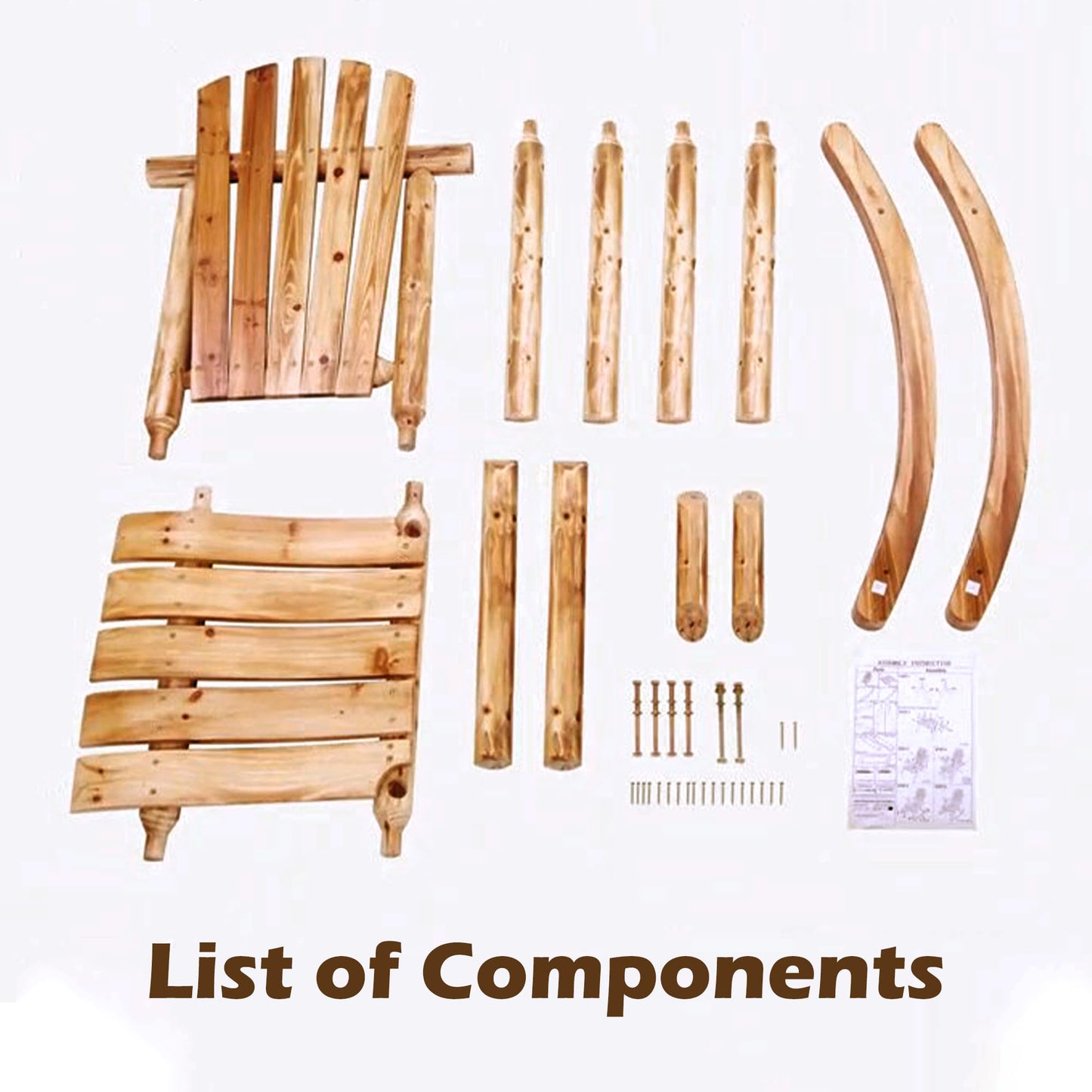 Wooden Rocking Chair Log Outdoor Rocker Outside Patio Lawn Furniture Living Room Porch Comfy Beach Balcony, Heavy Duty, Lightly Toasted