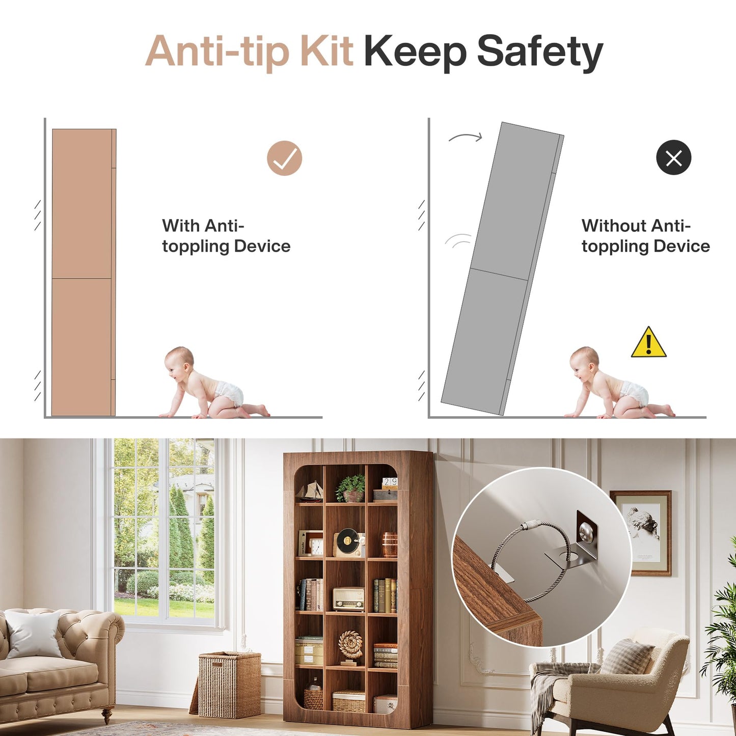 Tribesigns 70.8-Inch Tall Bookshelf, Rustic Cube Bookcase with 15 Open Shelves, Freestanding 5-Tier Display Shelf Wooden Storage Organizer for Living Room