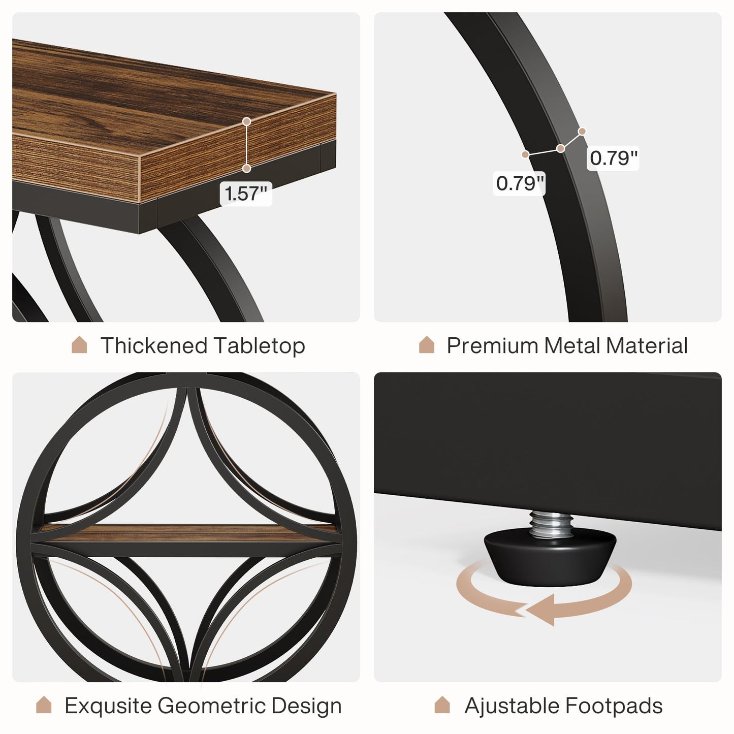 Tribesigns Side Table for Living Room, Narrow Small End Table with 3-Tier Storage, Wooden Industrial Bedside Nightstand with Metal Frame, Rustic Brown