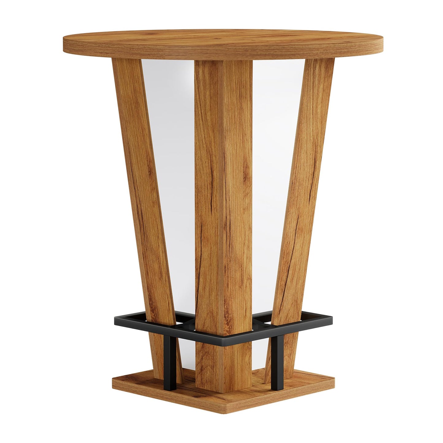 Tribesigns Round Bar Table, 39.4" H High Top Cocktail Bistro Pub Table with Metal Footrest for Living Room, Small Space (Only Table) (Brown)