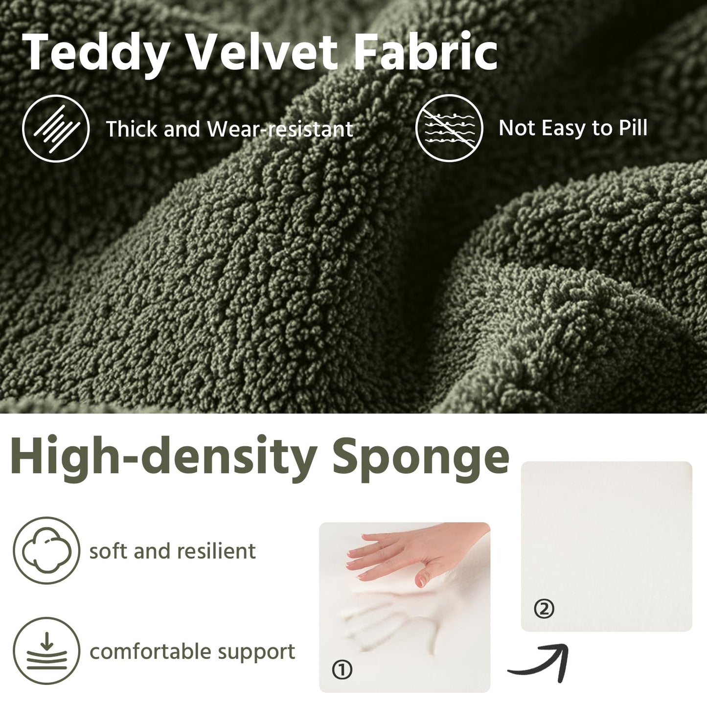 108" Cloud Sectional Couch with L-Shape Chaise,4 Seat Modern Modular Sofa with Deep Seat, Upholstered Couches for Living Room Bedroom, Sectional boneless couch with pillows,No Assembly Required(Green)