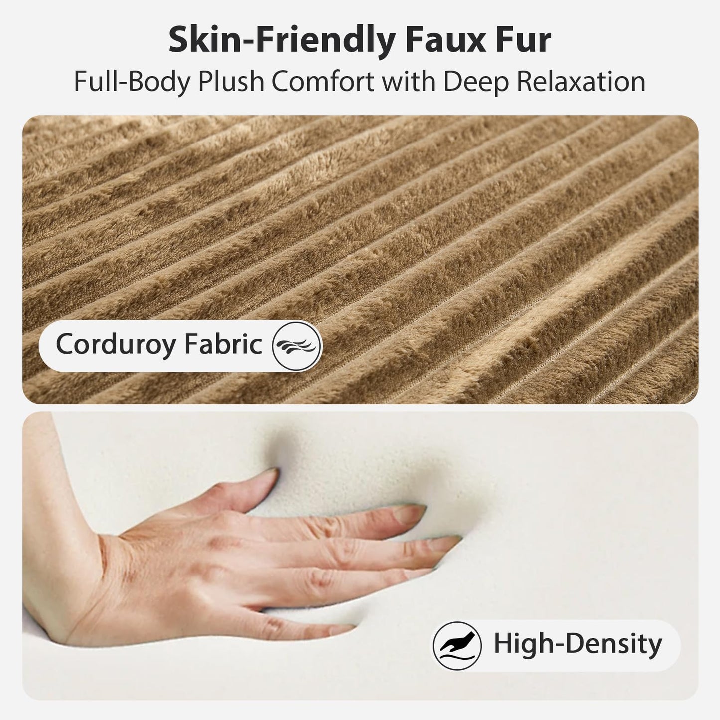 67" Boneless Chaise Lounge Chair Indoor, Oversized Corduroy Upholstered Sofa Bed, Deep Seat Sleeper Couch Reading Chairs Cloud Sofas Couches for Living Room Bedroom, No Assembly Required, Brown