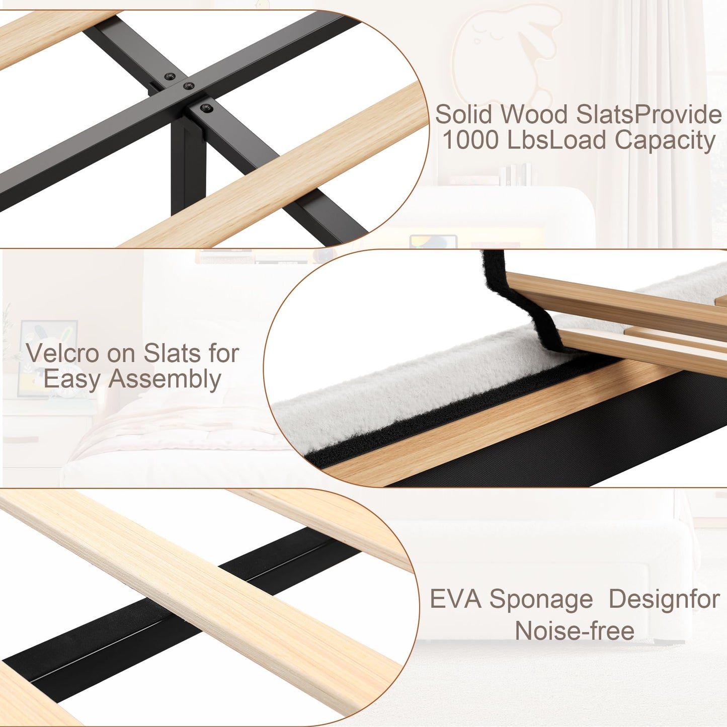 VINTLJUS Queen LED Bed Frame with Storage Headboard & Charging Station, Kids Bed Frames with Bookcase, Teddy Fleece Upholstered Platform Bed Frames with 2 Storage Drawers, No Box Spring Needed, Beige