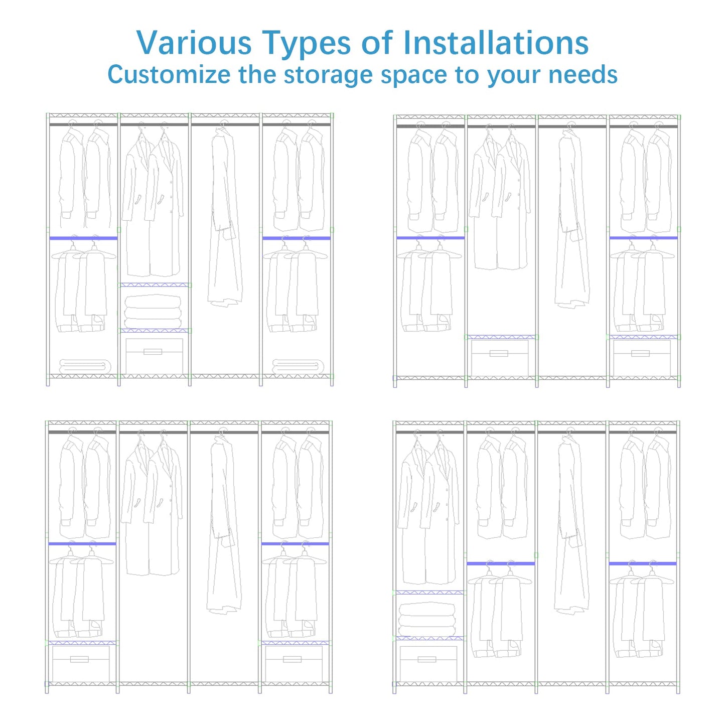 VIPEK V40C Covered Clothes Rack Heavy Duty Clothing Rack with Cover, Custom Freestanding Closet Portable Wardrobe Closet for Bedroom, Large Black Coset Rack with Black Oxford Fabric Cover