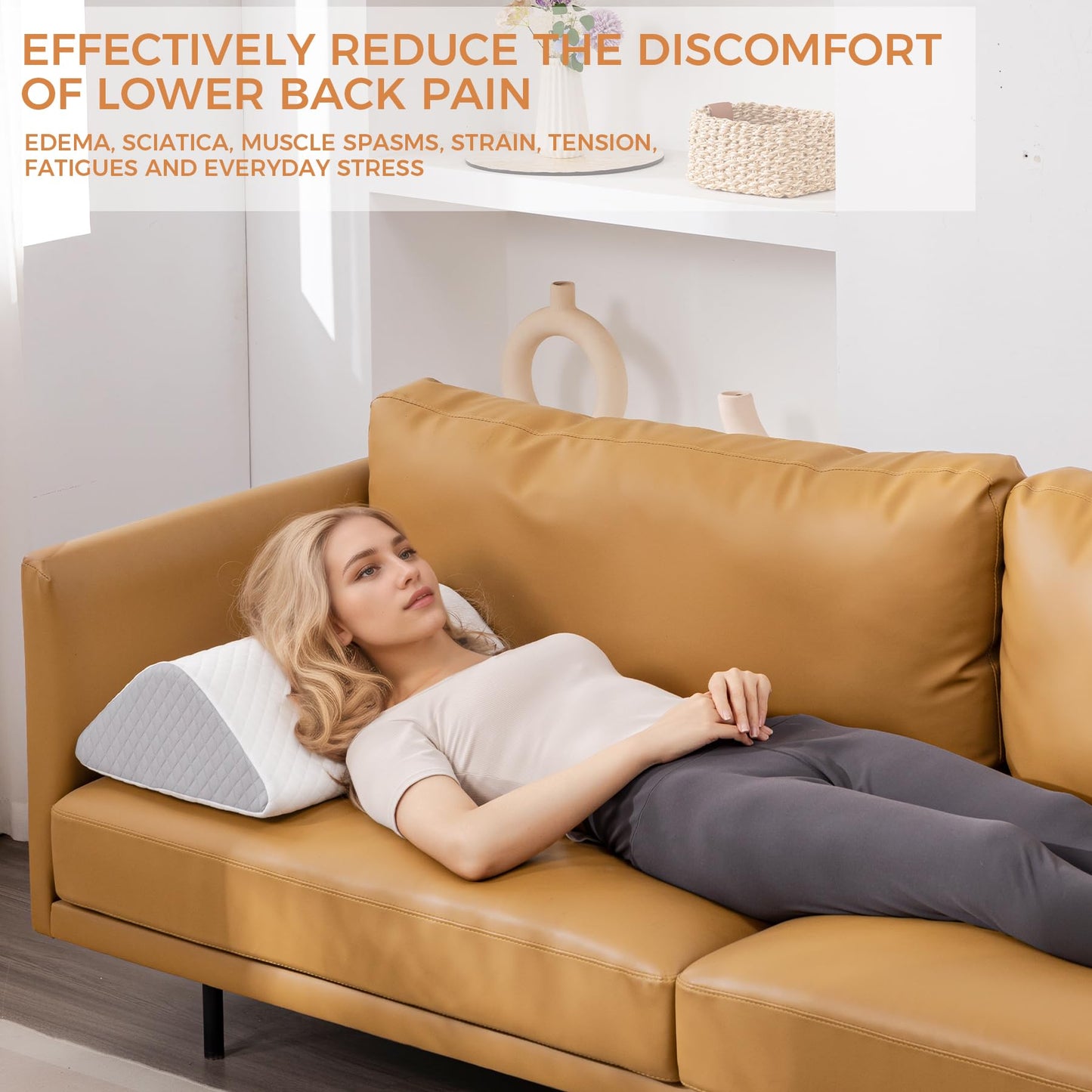 Knee Wedge Pillow 6.3'' for Post-Surgery Recovery - Leg Elevation Support for Sleep Position,Alleviating Lower Back & Hip Pain Enhancing Circulation in Ankles Legs Triangle Pillow with Removable Cover