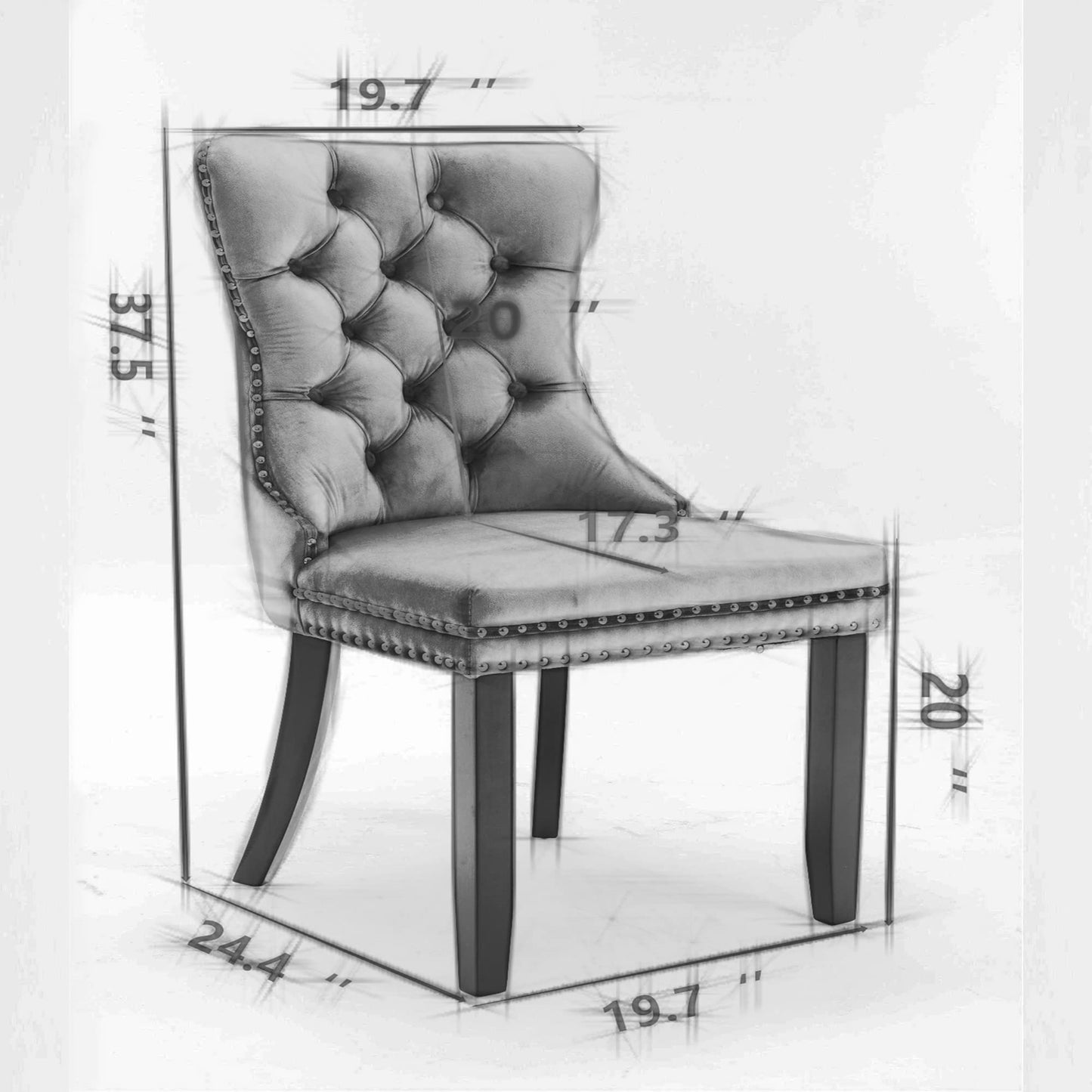 Virabit Tufted Dining Chairs Set of 6, Velvet Upholstered Dining Chairs with Nailhead Back and Ring Pull Trim, Solid Wood Dining Chairs for Kitchen/Bedroom/Dining Room (Beige)