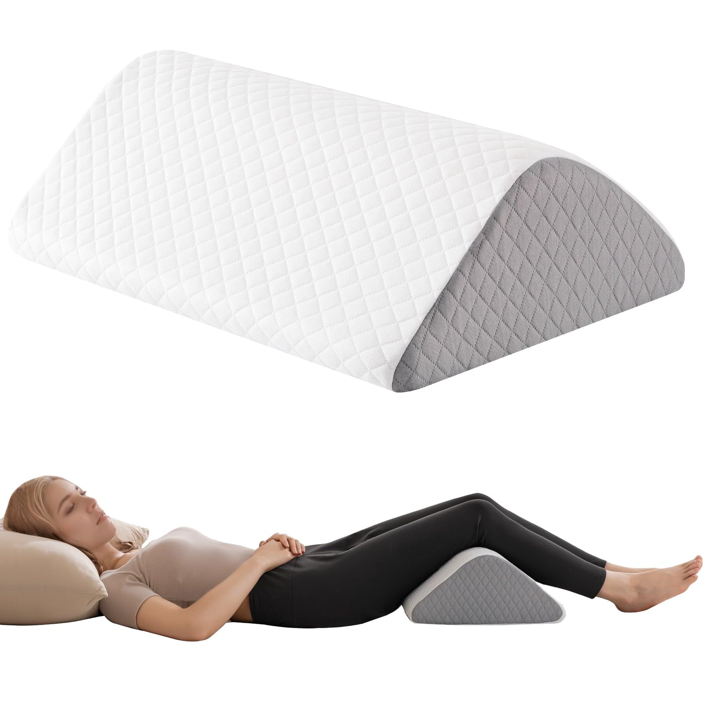 Knee Wedge Pillow 6.3'' for Post-Surgery Recovery - Leg Elevation Support for Sleep Position,Alleviating Lower Back & Hip Pain Enhancing Circulation in Ankles Legs Triangle Pillow with Removable Cover