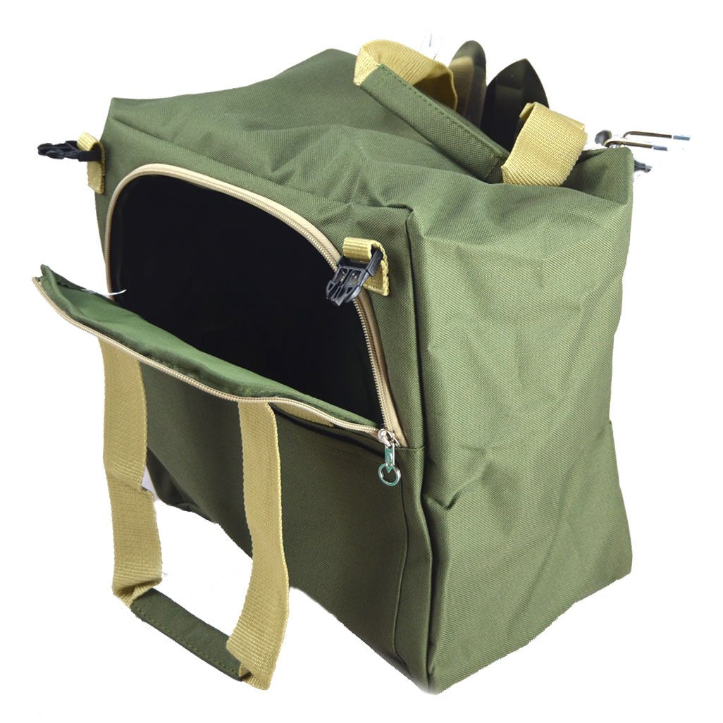 10-Piece Gardening Tool Set with Zippered Detachable Tote and Folding Stool Seat with Backrest