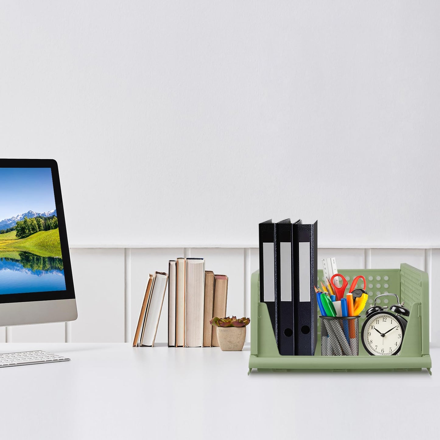 4-Pack Folding Wardrobe Storage Box Plastic Drawer Organizer Stackable Shelf Baskets Cloth Closet Container Bin Cube Home Office Bedroom Laundry Drawer Dividers for Clothes Toy Organization (Green)