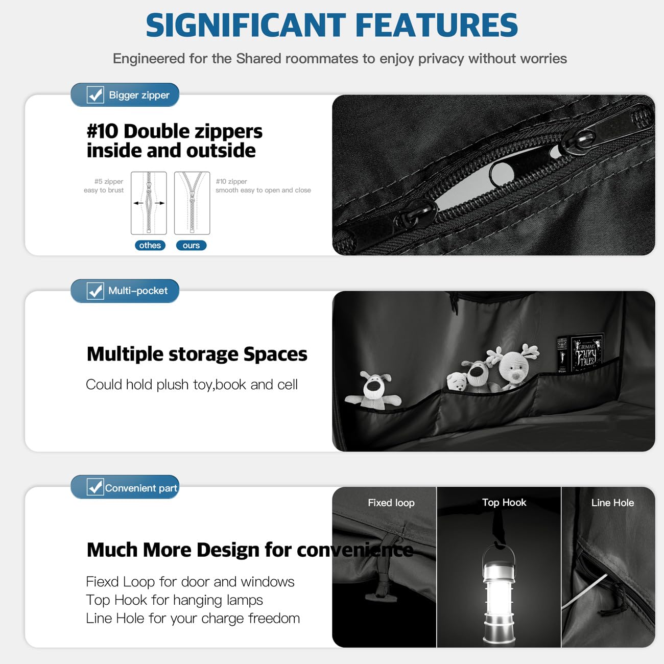 Bed Tent,Portable Privacy Sleeping Bed Canopy,Blackout 90% Drapes for Kids and Adult,Full Size Indoor Space Tent with Breathable Large Mesh Windows(Black, Full)