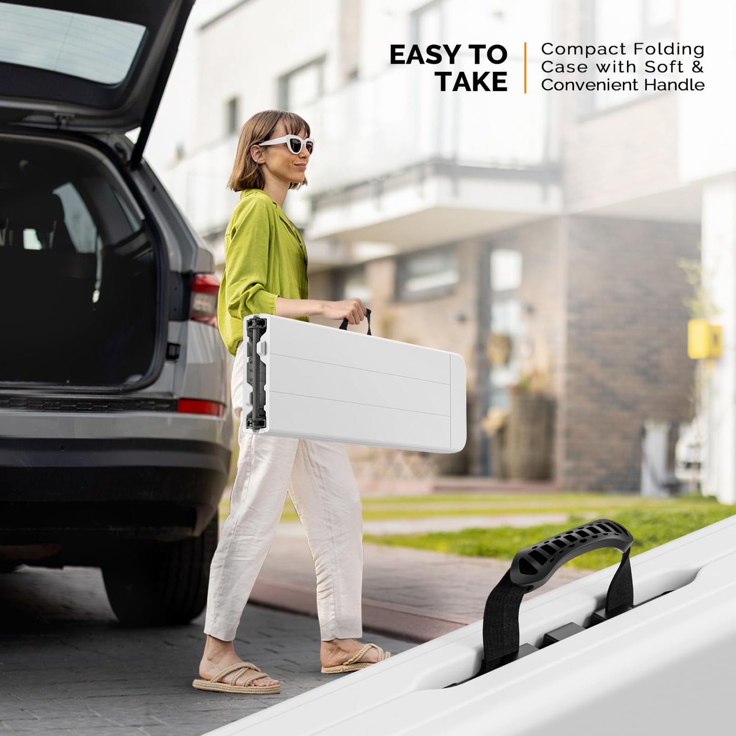 VINGLI 6 feet Plastic Folding Bench,Portable in/Outdoor Picnic Party Camping Dining Seat, Garden Soccer Multipurpose Entertaining Activities, Smooth HDPE Tabletop, 2 Pack, White