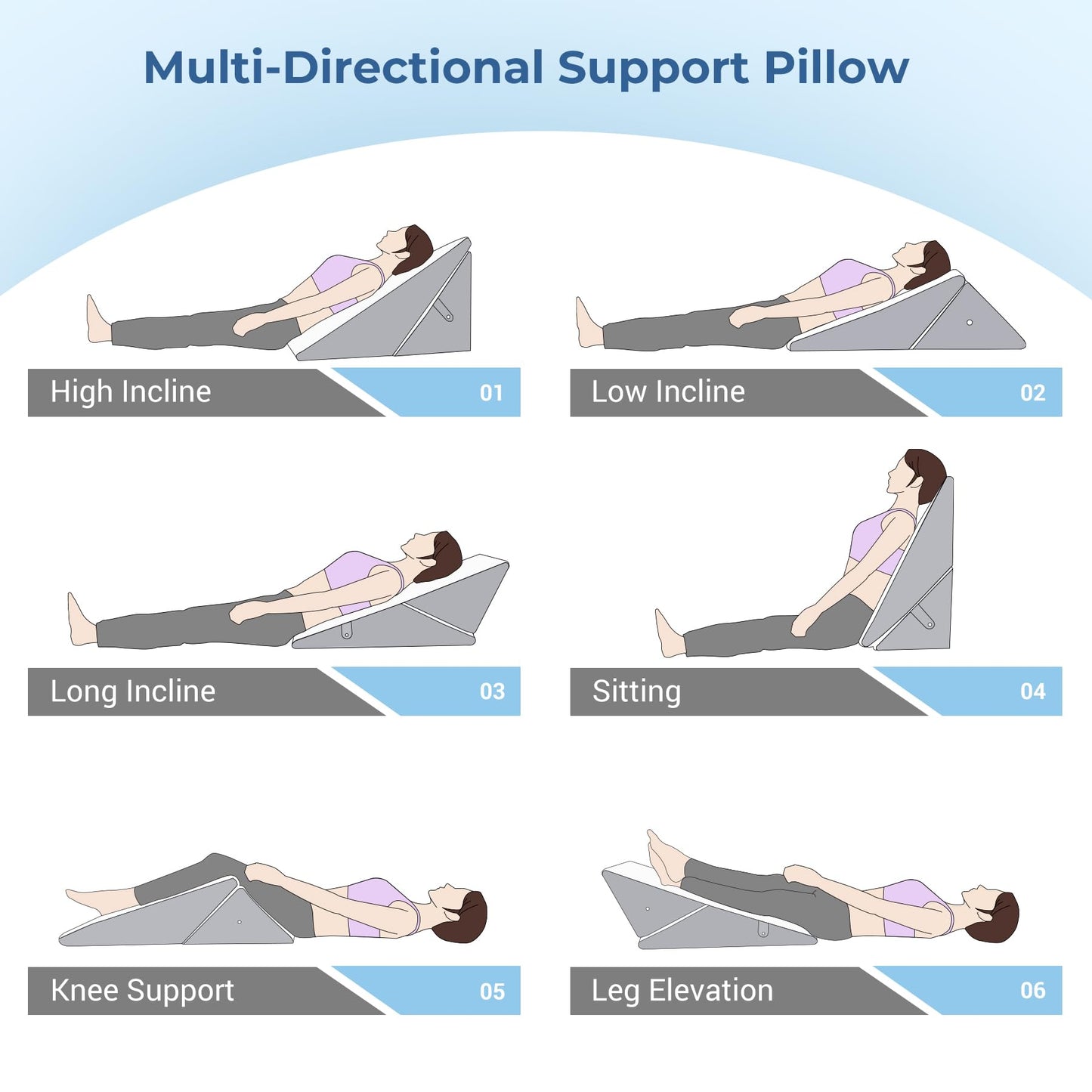 COOLBEBE Bed Wedge Pillow for Sleeping, Adjustable Folding Wedge Pillow for Snoring and After Surgery - 9 & 11 Inch, Elevated Triangle Wedge for Back Pain Relief, Acid Reflux, Leg Support