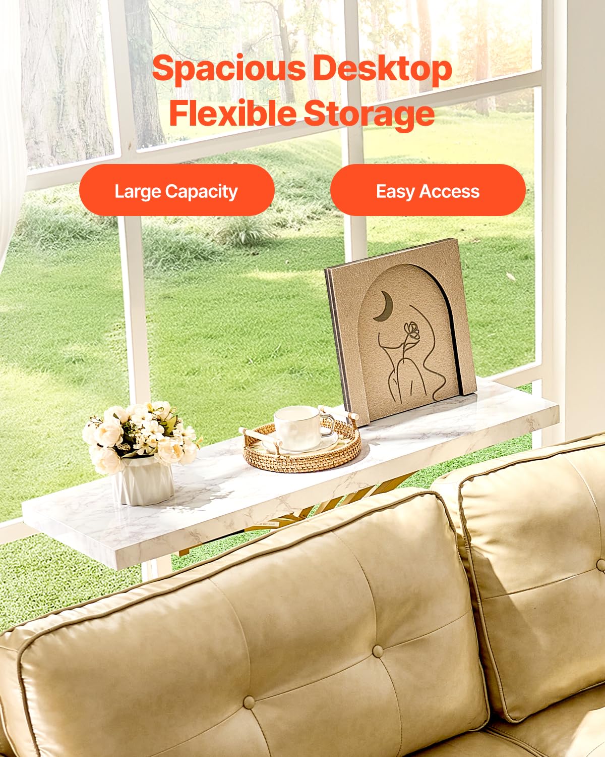 VEVOR Entryway Table, 39.4 Inch Gold Console Table, Narrow Console Table with Metal Frame, Modern Console Sofa Table for Living Room, Entryway, Hallway