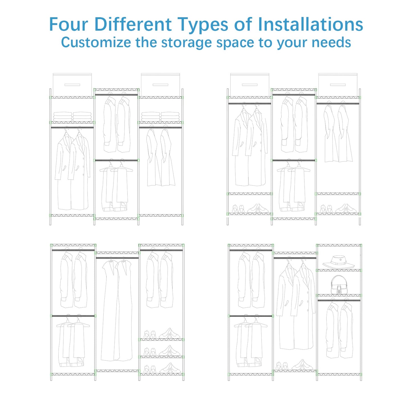 VIPEK V5C Heavy Duty Covered Clothes Rack Portable Bedroom Armoires Rack, Black Metal Clothing Rack with Black Cover, Adjustable Custom Freestanding Closet Wardrobe, Max Load 800LBS