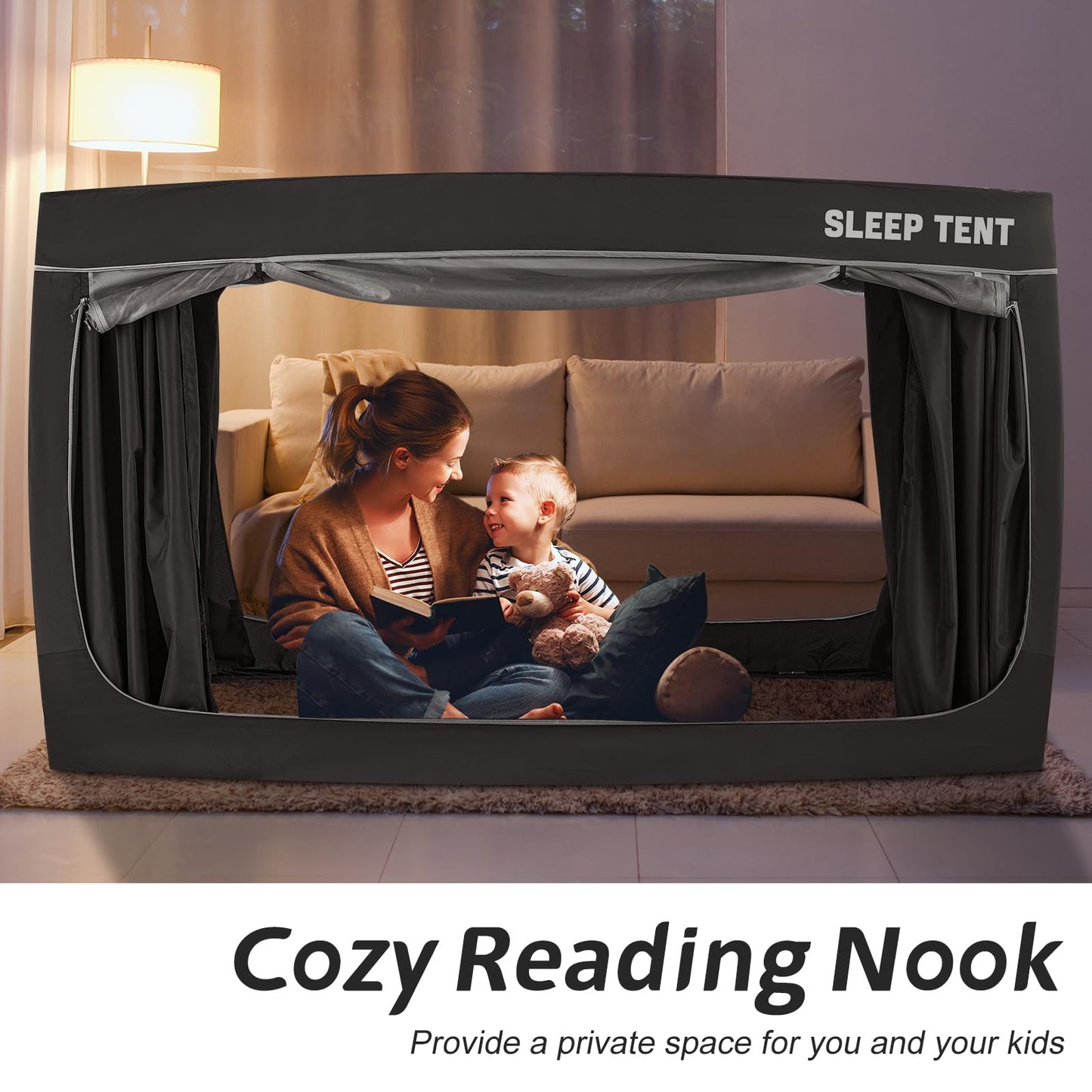 YAVIL Bed Tent Dream Tents Bed Canopy Indoor Sleep Privacy Bed Tents Spread Blackout Canopy Breathable Twin Size for Kids and Adult Patent (Mattress Not Included)