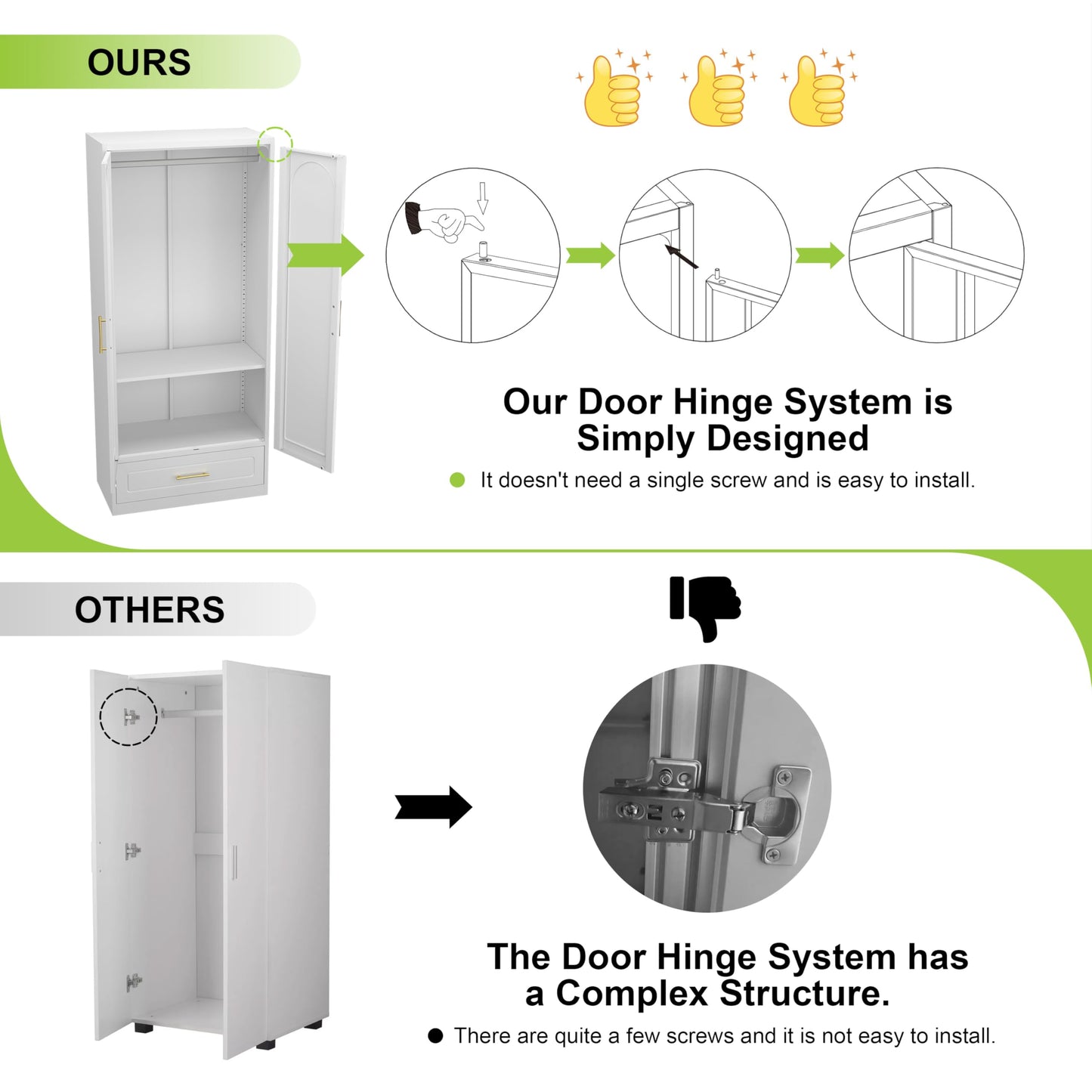 UNICOLY Armoire Wardrobe Closet with Doors, 71'' Wardrobe Cabinet with Hanging Rod, Metal Closet with 2 Adjustable Shelves for Bedroom School, Employee, Gym, Armarios De Ropa para Dormitorio, White
