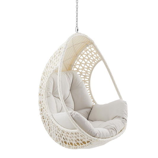 Ulax Furniture Hanging Egg Chair, Tear DropChair with Beige Cushion (Without Stand)