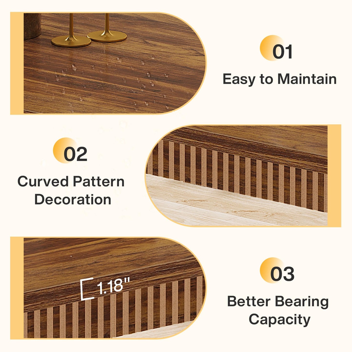 Tribesigns 3-Piece Dining Table Set, 55" Dining Room Table with 2 Benches for 4-6 People, Kitchen, Dining Room, Rustic Brown