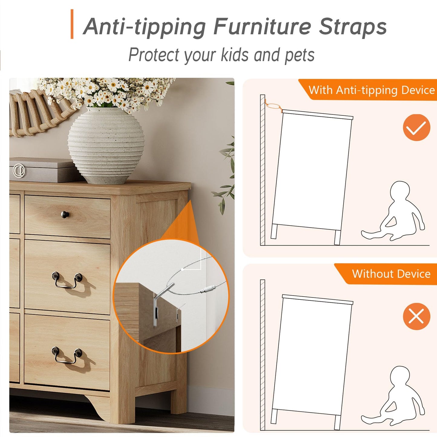 WAMPAT 9 Drawers Dresser for Bedroom, 53.5'' Wide Farmhouse Dresser TV Stand with Curved Edge Design and Wide Chests of Drawers,Storage Dressers Organizer Wood Dressers for Bedroom,Closet,Hallway,Oak