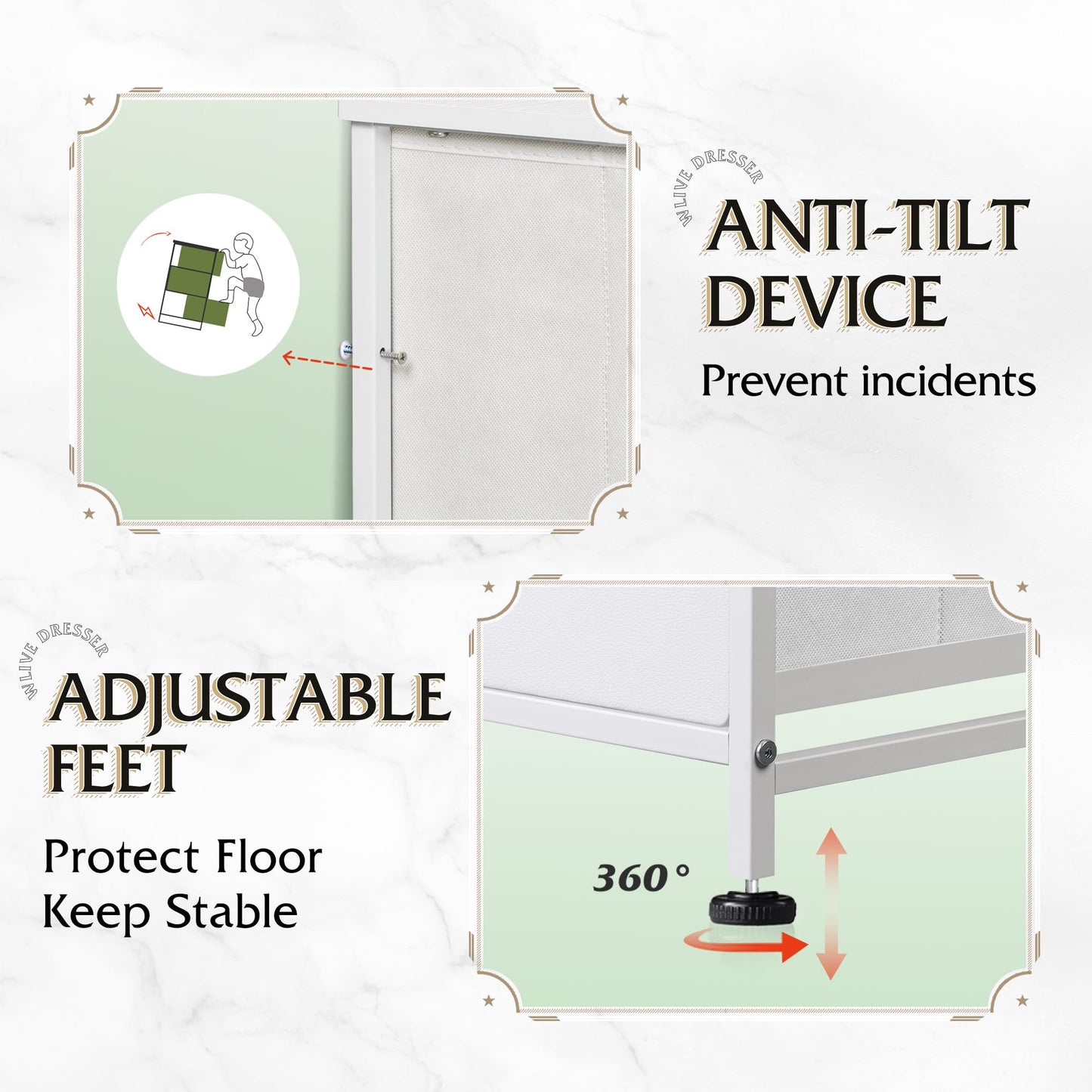 WLIVE 9-Drawer Dresser, Fabric Storage Tower for Bedroom, Hallway, Closet, Tall Chest Organizer Unit for Bedroom with Fabric Bins, Steel Frame, Wood Top, Easy Pull Handle, White