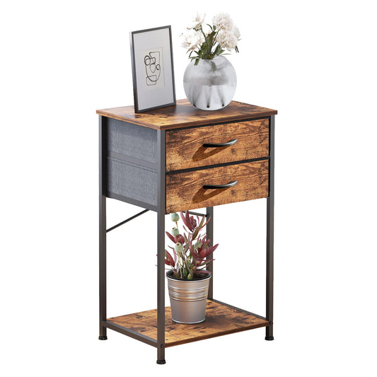 VonDream End Table with Fabric Drawer, Nightstand for Bedroom, Small Printer Stand for Home Office, Side Table with Storage