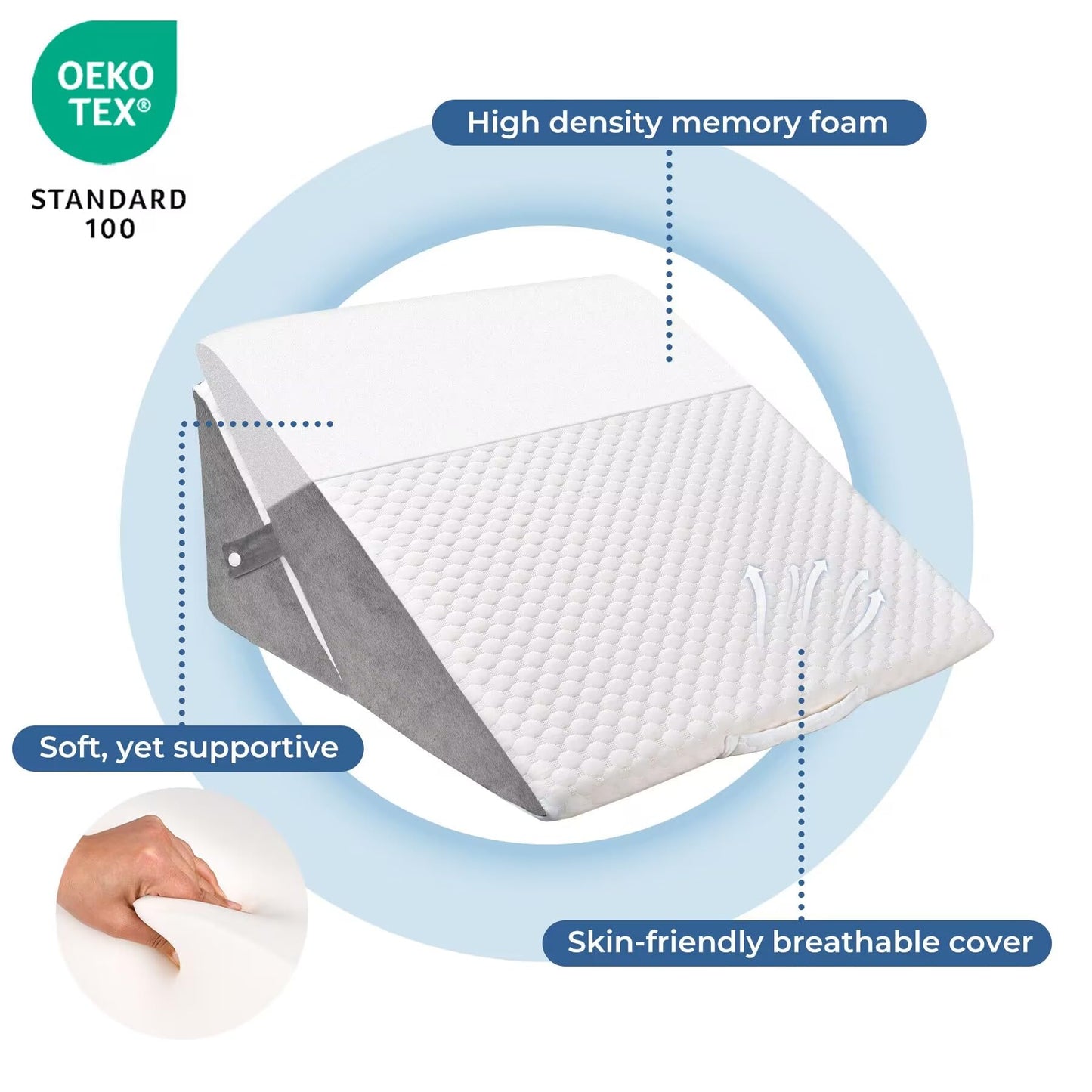 COOLBEBE Bed Wedge Pillow for Sleeping, Adjustable Folding Wedge Pillow for Snoring and After Surgery - 9 & 11 Inch, Elevated Triangle Wedge for Back Pain Relief, Acid Reflux, Leg Support